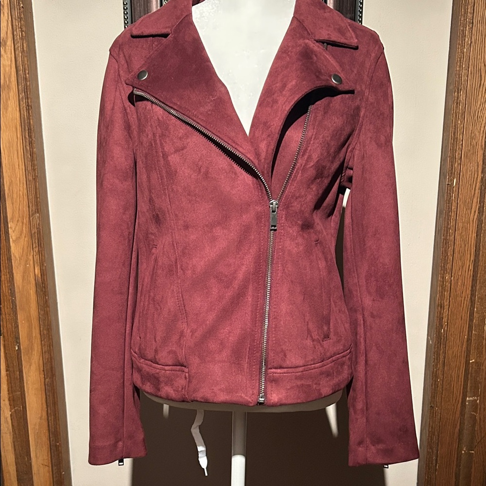 Old Navy Women's Maroon faux suede Jacket small nwot